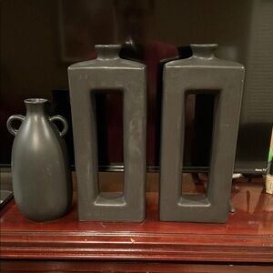 Set of 3 Hobby Lobby Modern Black Vase Set